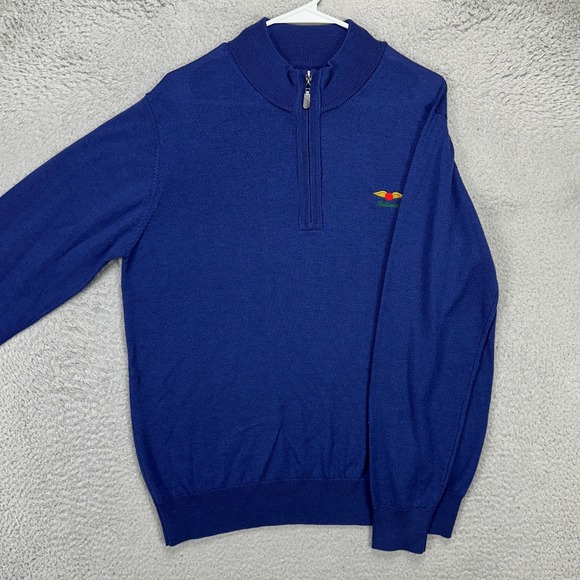 Bobby Jones Signature Collection Adult Mens Golf Sweater Medium Blue Merino Wool